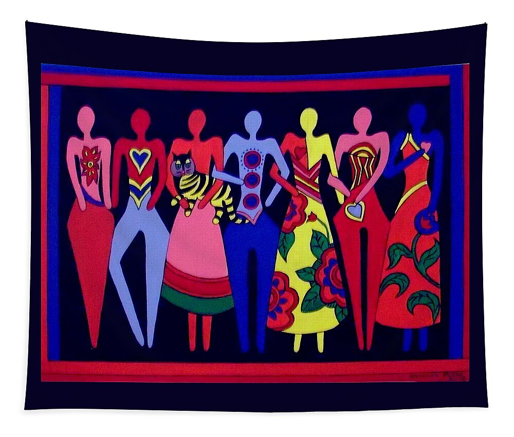 Figures Tapestry featuring the painting Unity 1 by Stephanie Moore