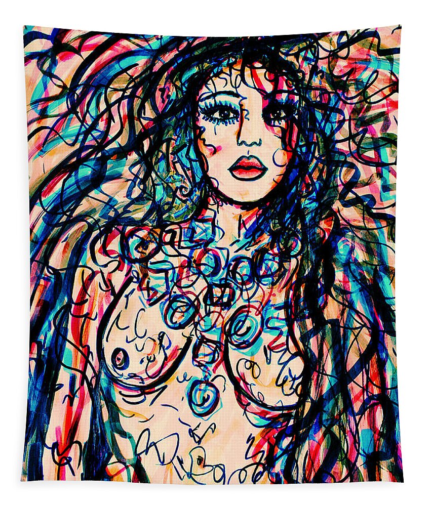 Nude Tapestry featuring the drawing Untamed by Natalie Holland