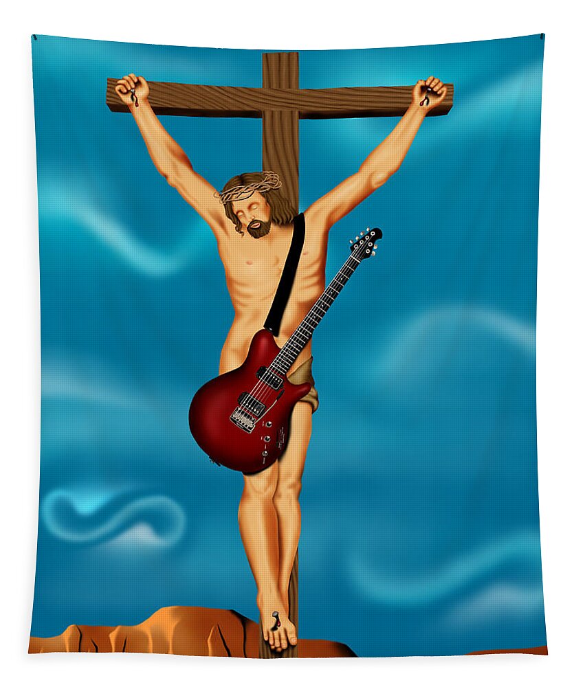 Jesus Tapestry featuring the digital art Until There Was Rock You Only Had God by Robert Morin