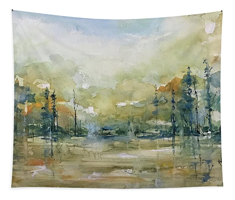 Watercolour Tapestry featuring the painting Untitled Cypress by Robin Miller-Bookhout