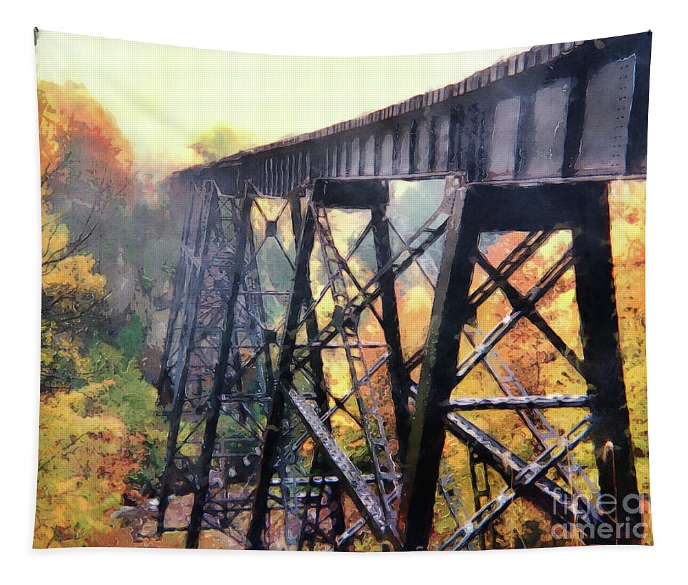 Train Trestle Tapestry featuring the photograph Upper Peninsula Train Trestle by Phil Perkins
