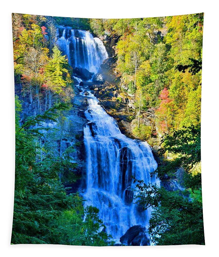 Upper Whitewater Falls North Carolina Vertical Tapestry featuring the photograph Upper Whitewater Fall North Carolina Vertical by Lisa Wooten