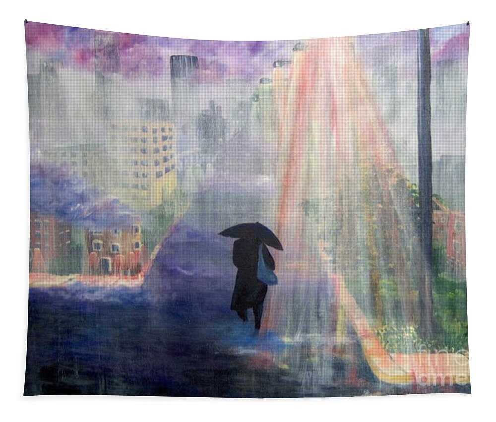 City Tapestry featuring the painting Urban Life by Saundra Johnson
