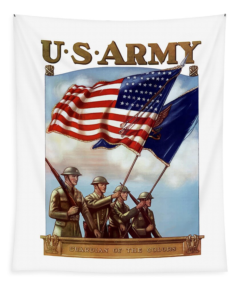 Us Army Tapestry featuring the painting US Army -- Guardian Of The Colors by War Is Hell Store