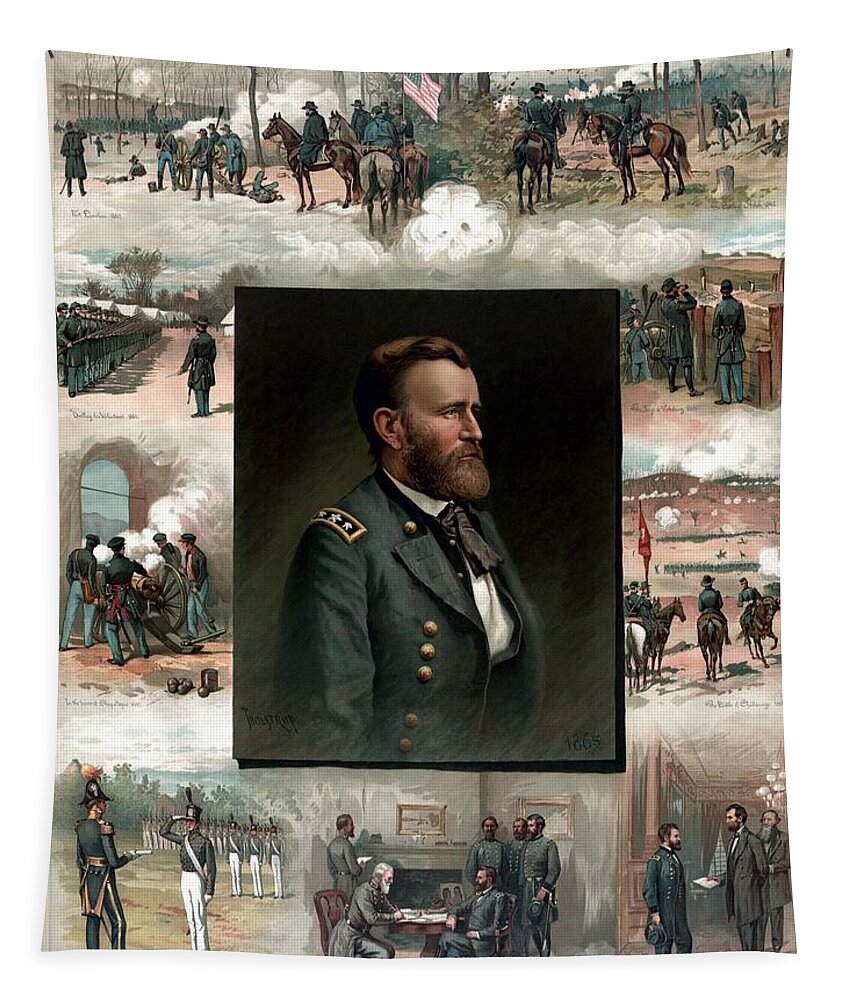 President Grant Tapestry featuring the painting US Grant's Career In Pictures by War Is Hell Store