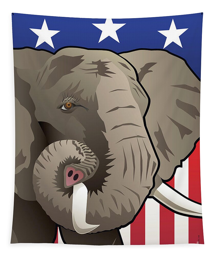 Elephant Tapestry featuring the digital art USA Elephant by Joe Barsin