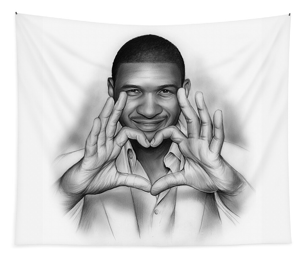 Usher Tapestry featuring the drawing Usher by Greg Joens
