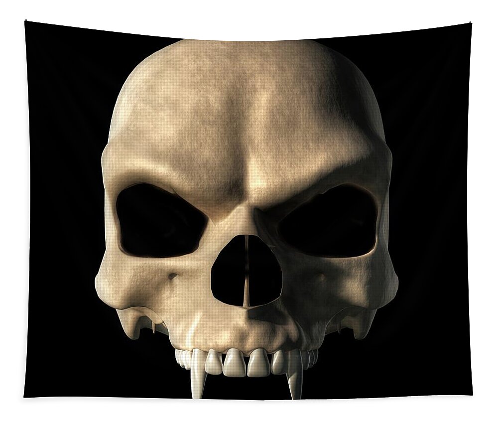 Vampire Tapestry featuring the digital art Vampire Skull by Daniel Eskridge