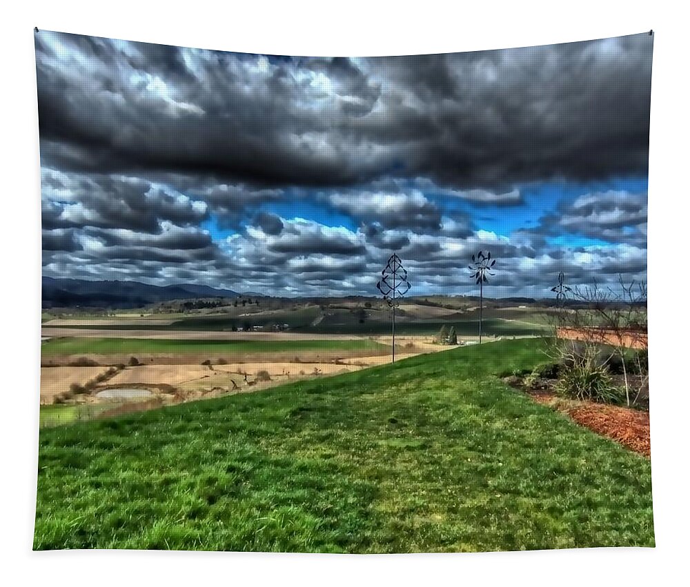 Hdr Tapestry featuring the photograph View From The Van Duzer Vineyards by Thom Zehrfeld