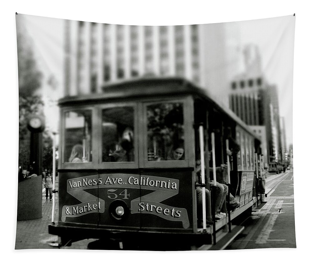 Cable Car Tapestry featuring the photograph Van Ness and Market Cable Car- by Linda Woods by Linda Woods