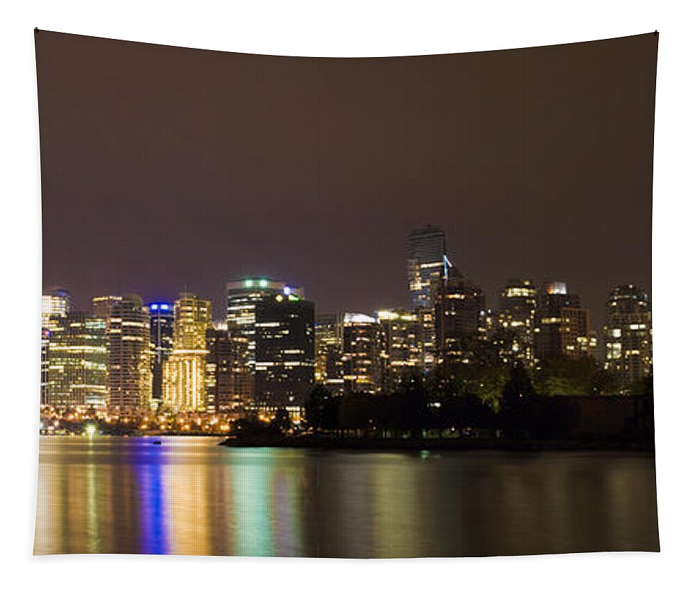 Vancouver Tapestry featuring the photograph Vancouver by Night by Louise Magno