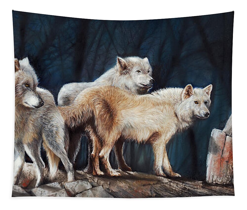 Wolf Tapestry featuring the pastel Vanguard by Peter Williams