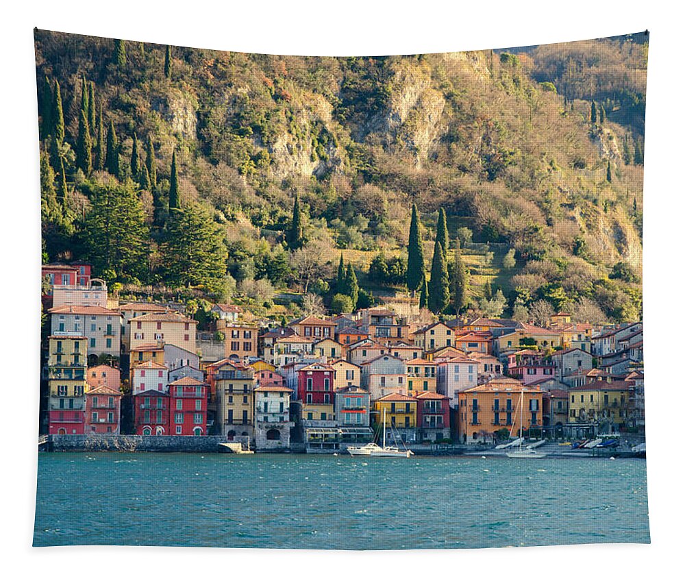 Village Tapestry featuring the photograph Varenna village by Mats Silvan