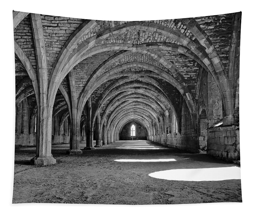 Monochrome Photography Tapestry featuring the photograph Vaults. by Elena Perelman