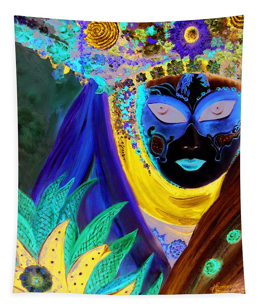 Italy Tapestry featuring the painting venetian carneval mask IV by Leonardo Ruggieri