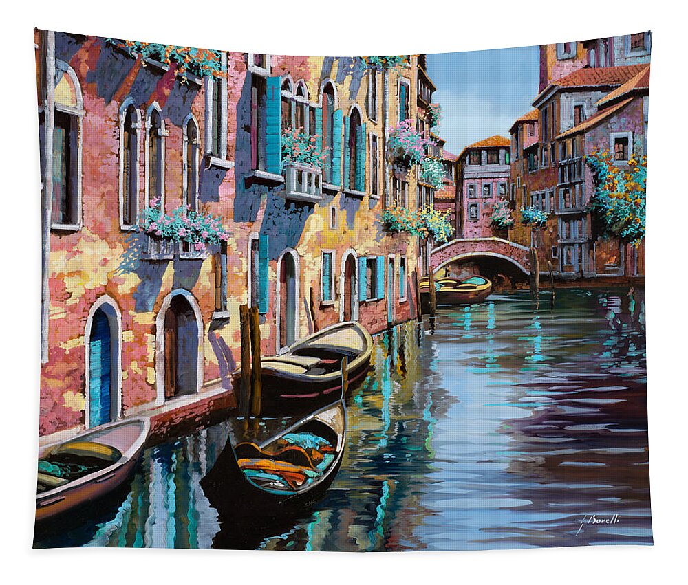 Venice Tapestry featuring the painting Venezia Tutta Rosa by Guido Borelli