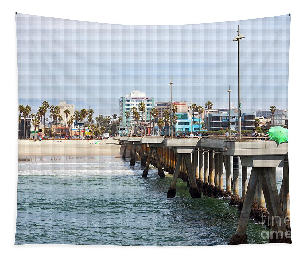 Venice Beach Tapestry featuring the photograph Venice Beach from the Pier by Ana V Ramirez