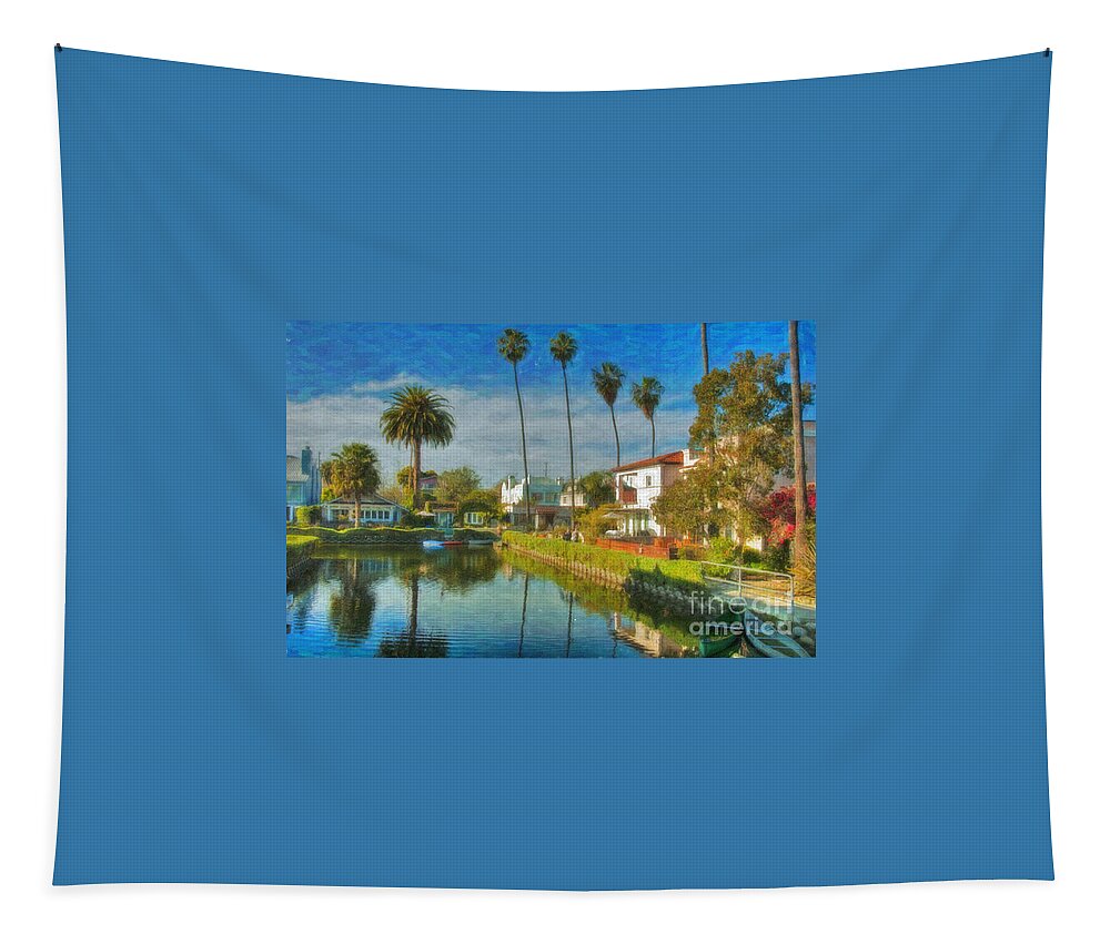 Venice Tapestry featuring the photograph Venice Canal houses Watercolor by David Zanzinger