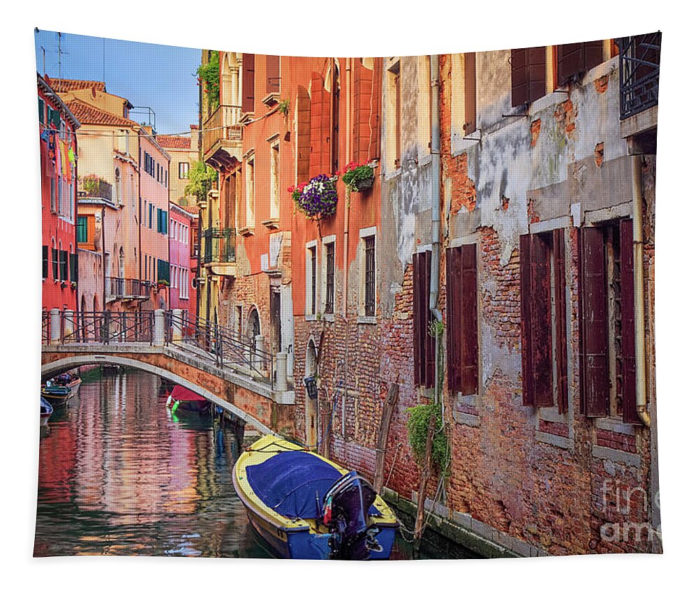 Europe Tapestry featuring the photograph Venice Canal by Inge Johnsson