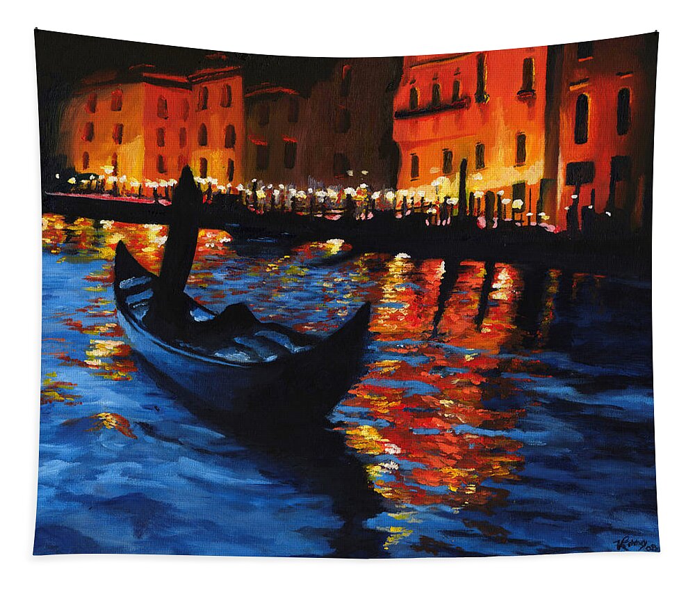 Landscape Tapestry featuring the painting Venice Lights by Vic Ritchey
