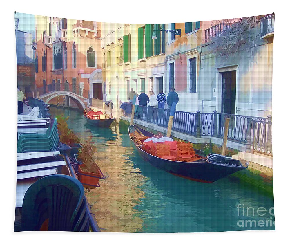 Venice Italy Tapestry featuring the photograph Venice Sidewalk Cafe by Roberta Byram