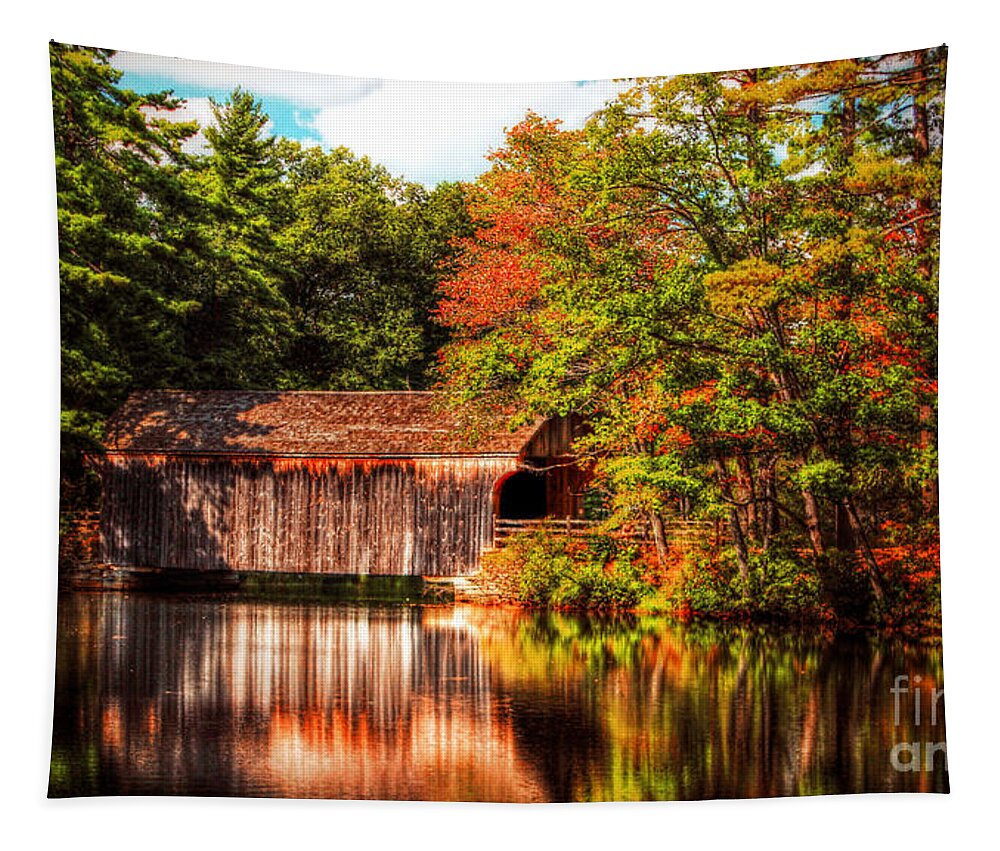 Vermont Covered Bridge Tapestry featuring the photograph Vermont Covered Bridge by Tina LeCour