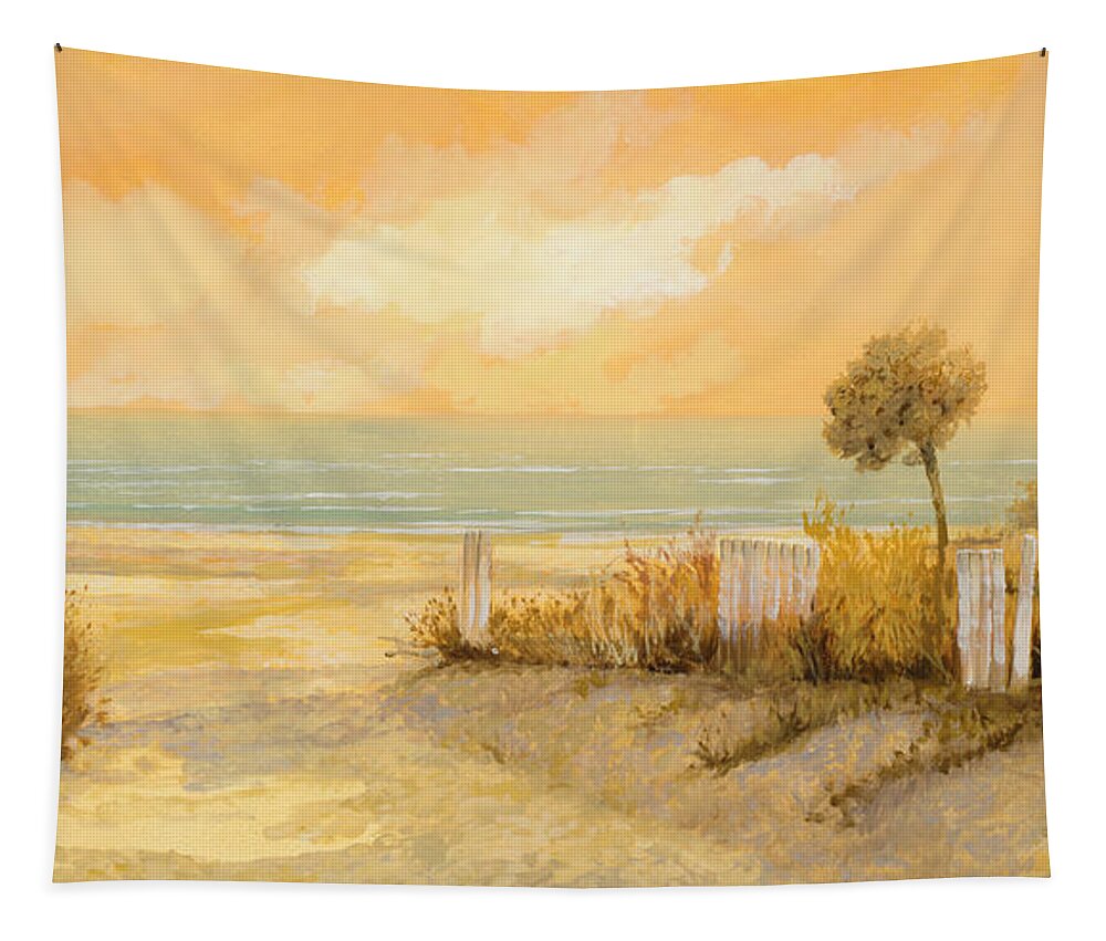Beach Tapestry featuring the painting Verso La Spiaggia by Guido Borelli