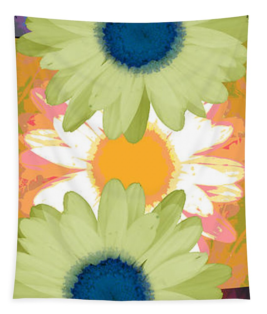 ruth Palmer Art Tapestry featuring the digital art Vertical Daisy Collage II by Ruth Palmer