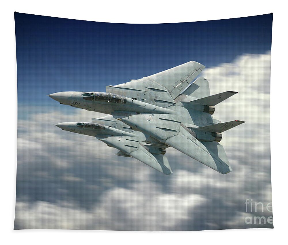 F-14 Tomcat Tapestry featuring the digital art VF-101 Grim reapers by Airpower Art