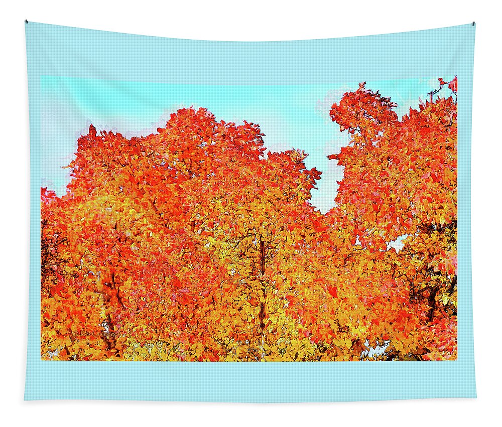 Trees Tapestry featuring the digital art Vibrant Autumn Trees by Kae Cheatham