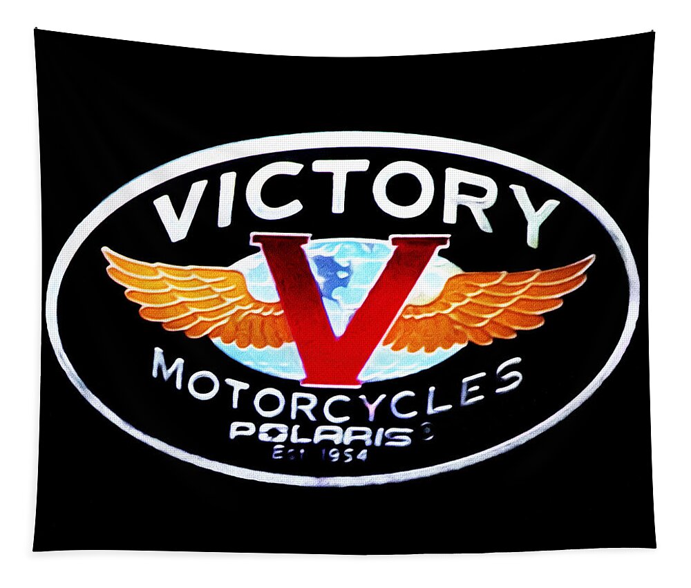Victory Motorcycles Emblem Tapestry featuring the photograph Victory Motorcycles Emblem by Bill Cannon