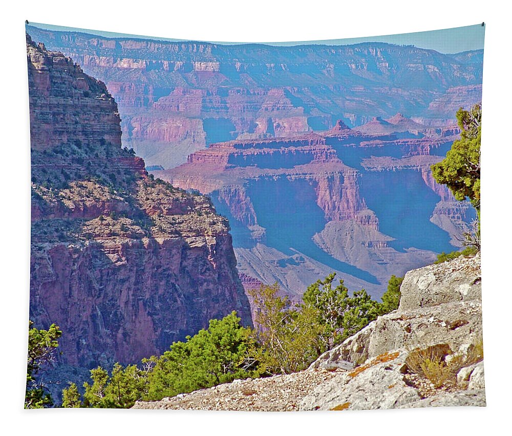 View From Hermit's Trail Near Hermit's Rest In Grand Canyon National Park Tapestry featuring the photograph View from Hermit's Trail near Hermit's Rest in Grand Canyon National Park by Ruth Hager