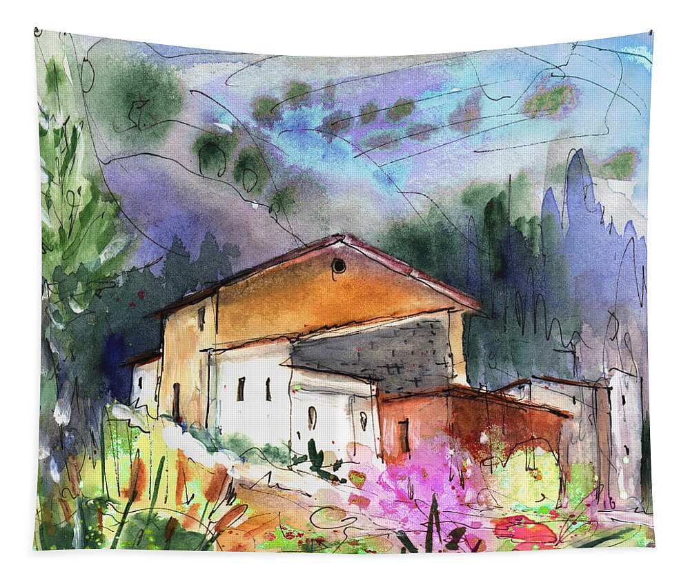 Travel Tapestry featuring the painting View From My Office In Spain by Miki De Goodaboom