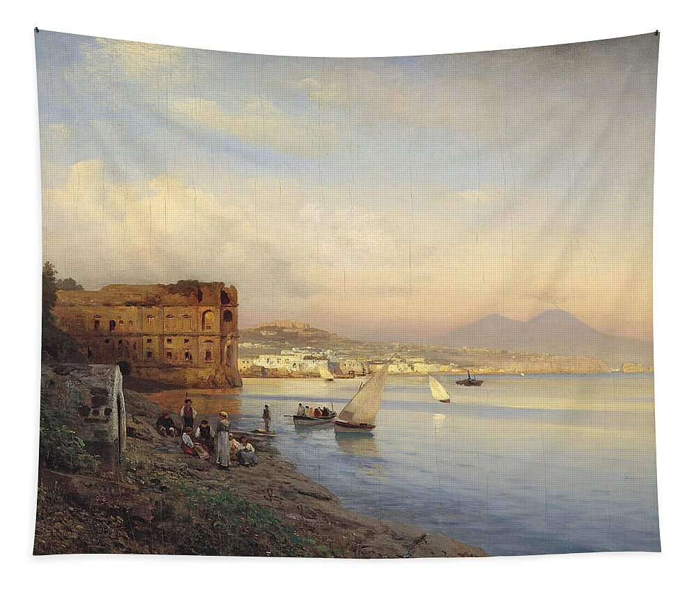 Albert Flamm Tapestry featuring the painting View of the Bay of Naples by Albert Flamm