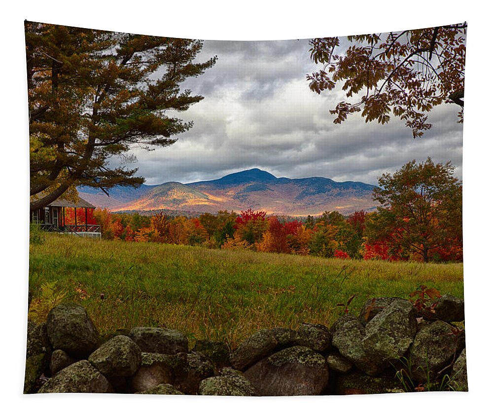 Chocorua Fall Colors Tapestry featuring the photograph View of the White Mountains by Jeff Folger