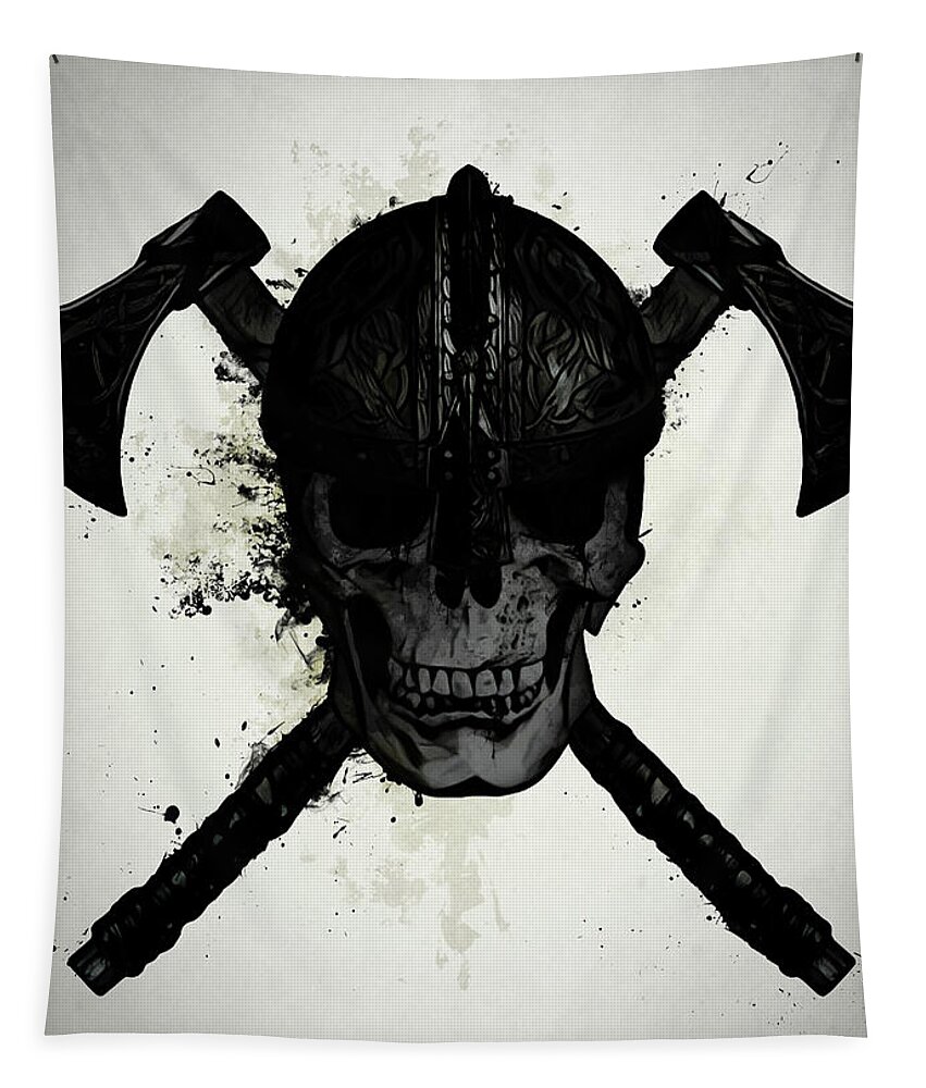 Viking Tapestry featuring the digital art Viking Skull by Nicklas Gustafsson