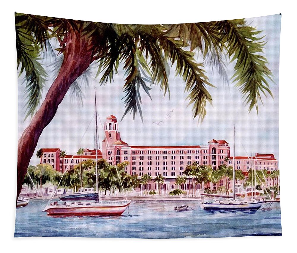 Vinoy Tapestry featuring the painting Vinoy View by Roxanne Tobaison
