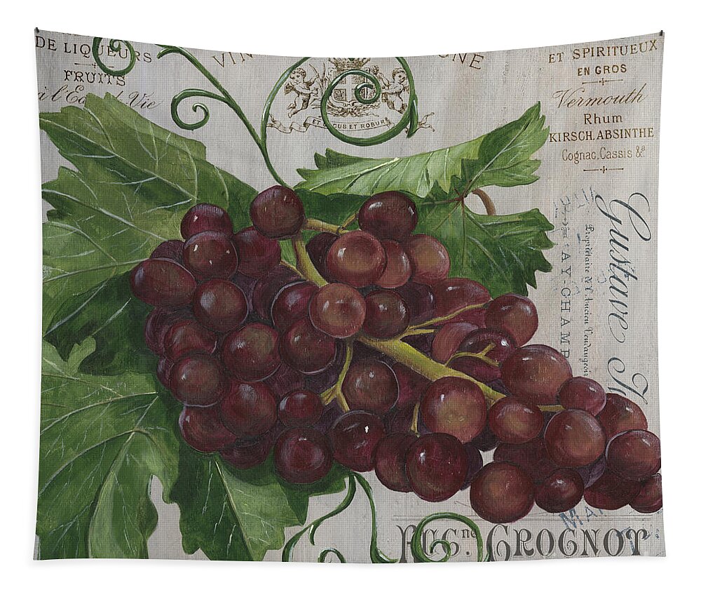 Wine Tapestry featuring the painting Vins de Champagne by Debbie DeWitt