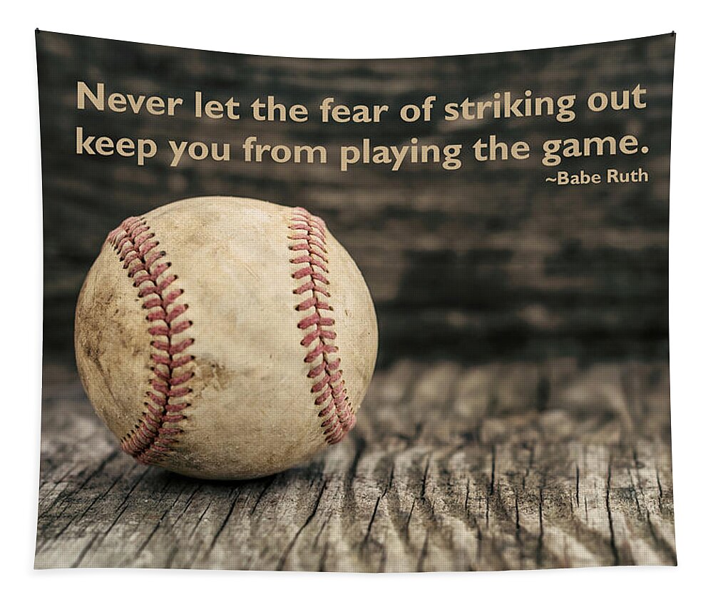 Terry D Photography Tapestry featuring the photograph Vintage Baseball Babe Ruth Quote by Terry DeLuco