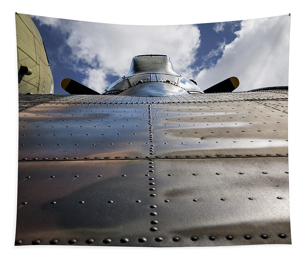 Aviation Tapestry featuring the photograph Vintage Camouflaged Propeller Aircraft by Phil Cardamone