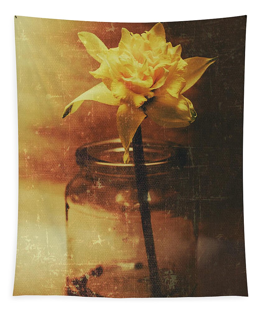 Vintage Tapestry featuring the photograph Vintage daffodil flower art by Jorgo Photography
