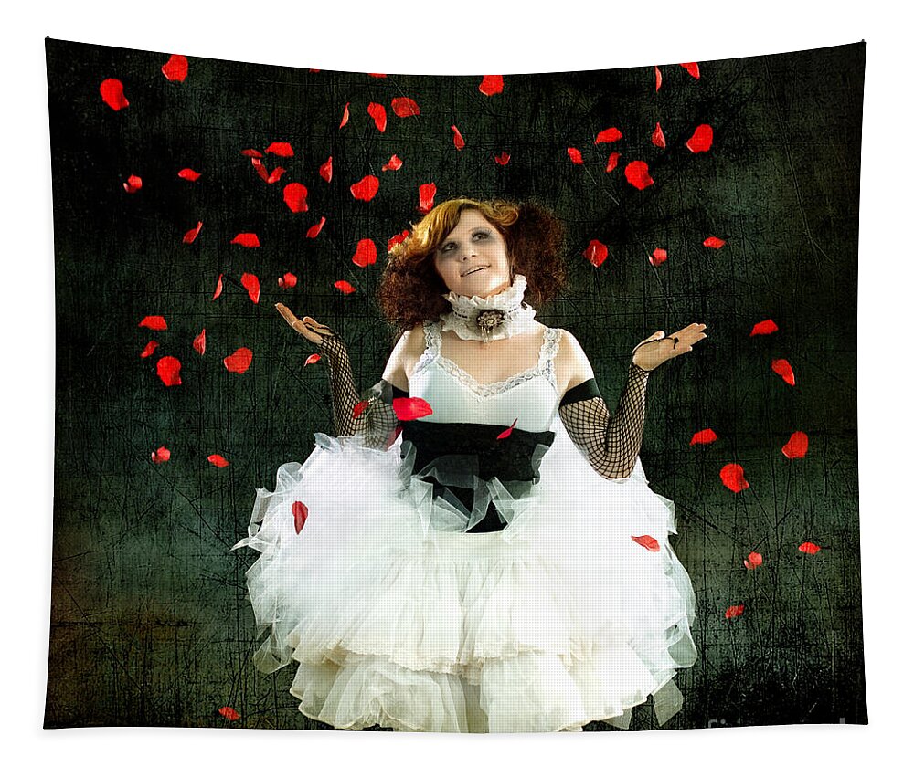 Rose Tapestry featuring the photograph Vintage Dancer Series Raining Rose Petals by Cindy Singleton