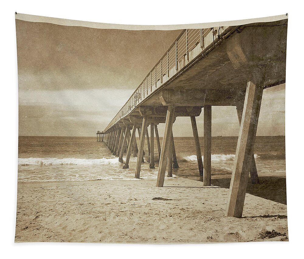 California Tapestry featuring the photograph Vintage Hermosa Beach, California by Phil Perkins