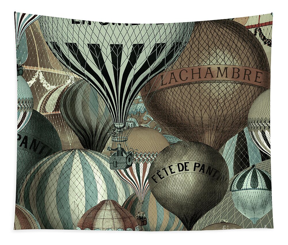 Hot Air Balloon Tapestry featuring the painting Vintage Hot Air Balloons by Mindy Sommers