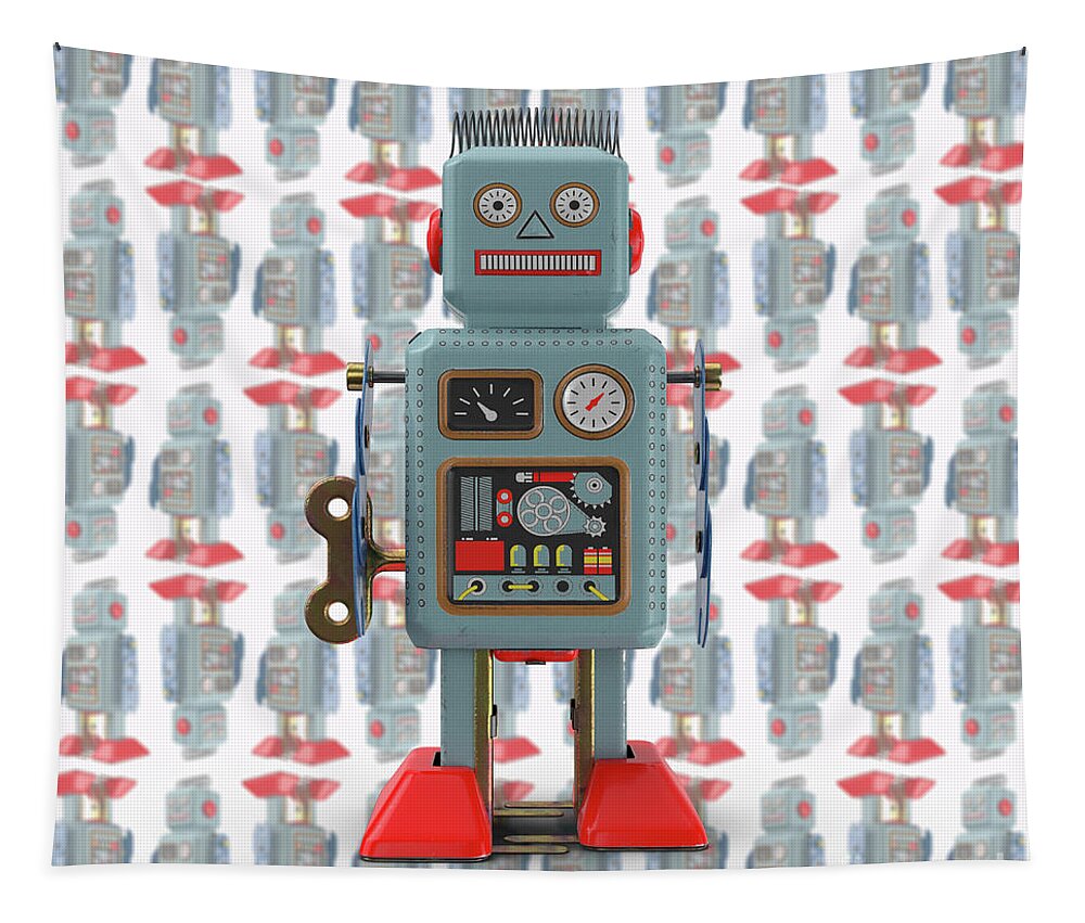 Robot Tapestry featuring the photograph Vintage Japanese Toy Robot Design by Edward Fielding