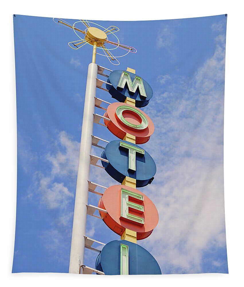Vintage Motel Sign Tapestry featuring the photograph Vintage Motel by Melanie Alexandra Price