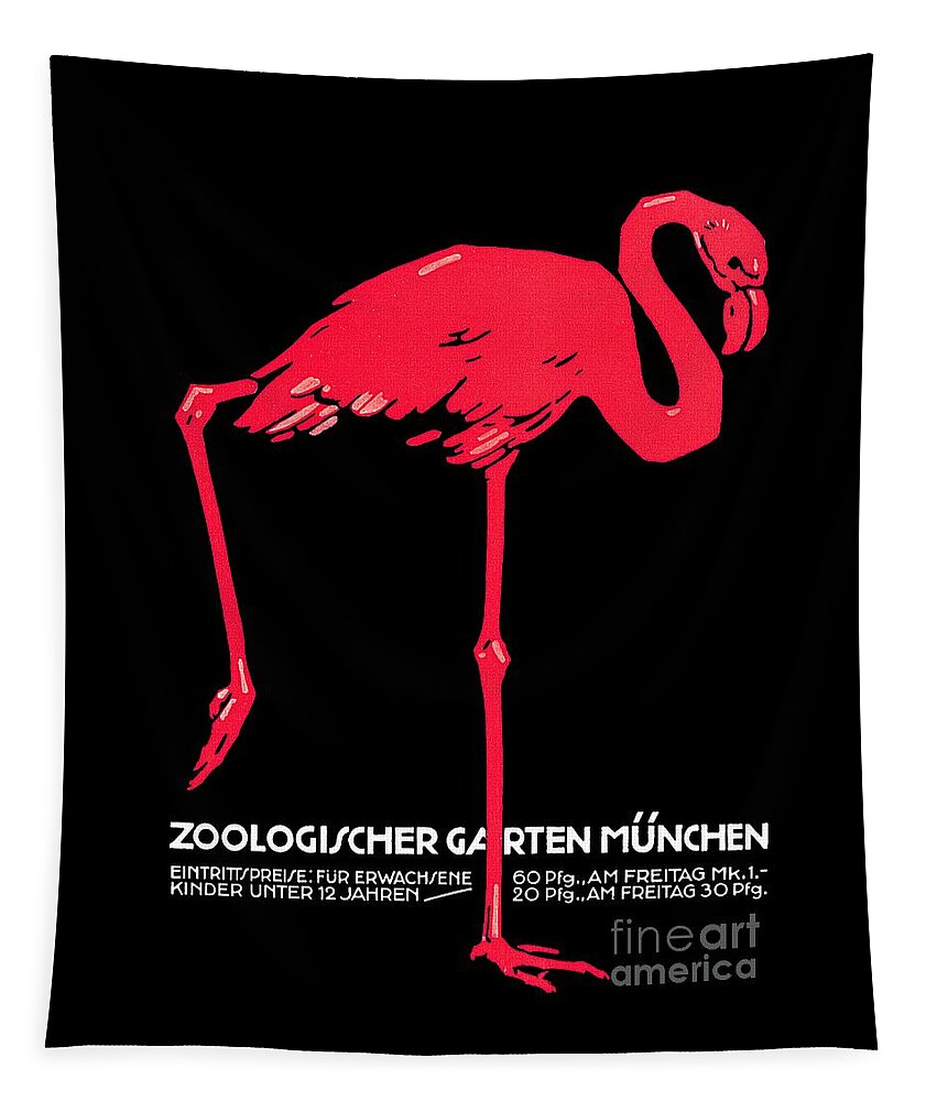 Vintage flamingo Munich travel ad Tapestry by Heidi Leeuw - Fine Art America