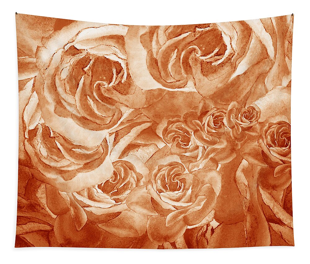 Rose Tapestry featuring the painting Vintage Rose Petals Abstract by Irina Sztukowski