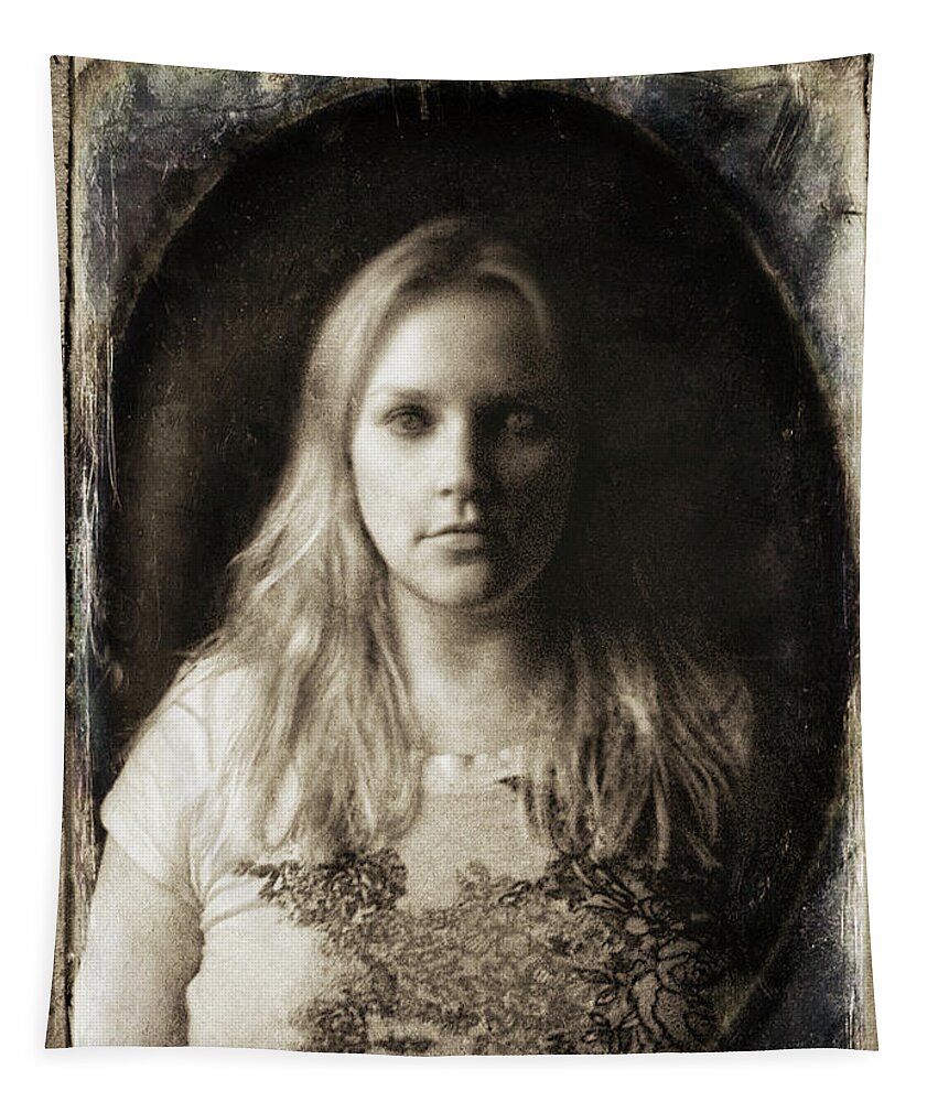 Vintage Tapestry featuring the photograph Vintage Tintype IR Self-Portrait by Amber Flowers