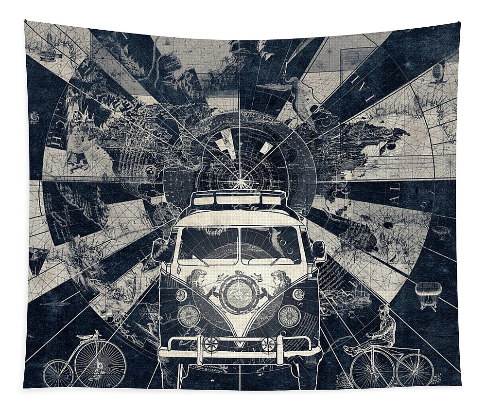 Maps Tapestry featuring the digital art Vintage Voyager 2 by Bekim M